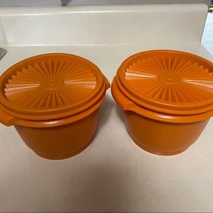 Vintage Tupperware Servalier Harvest Orange containers set of 2
